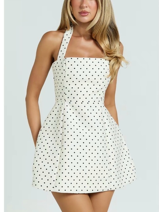 Showpo. Dresses & Skirts - Showpo White Polka Dot Halter Mini Dress